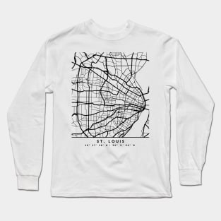 ST LOUIS MISSOURI BLACK CITY STREET MAP ART Long Sleeve T-Shirt